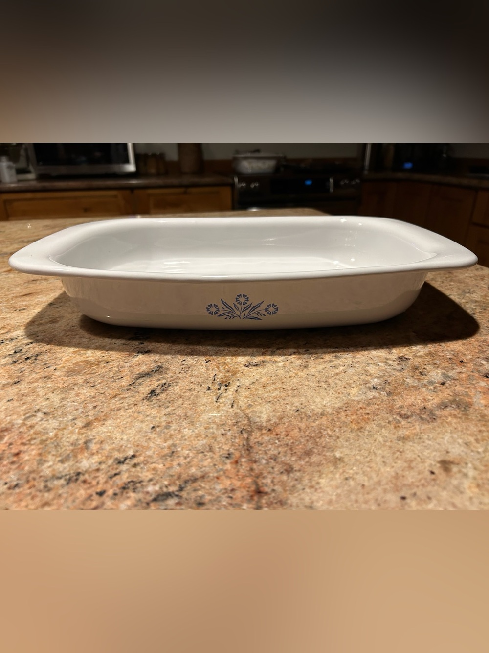 Corningware Cornflower Blue #P-21 Open Roaster 13”x9”x2” deep. No chips